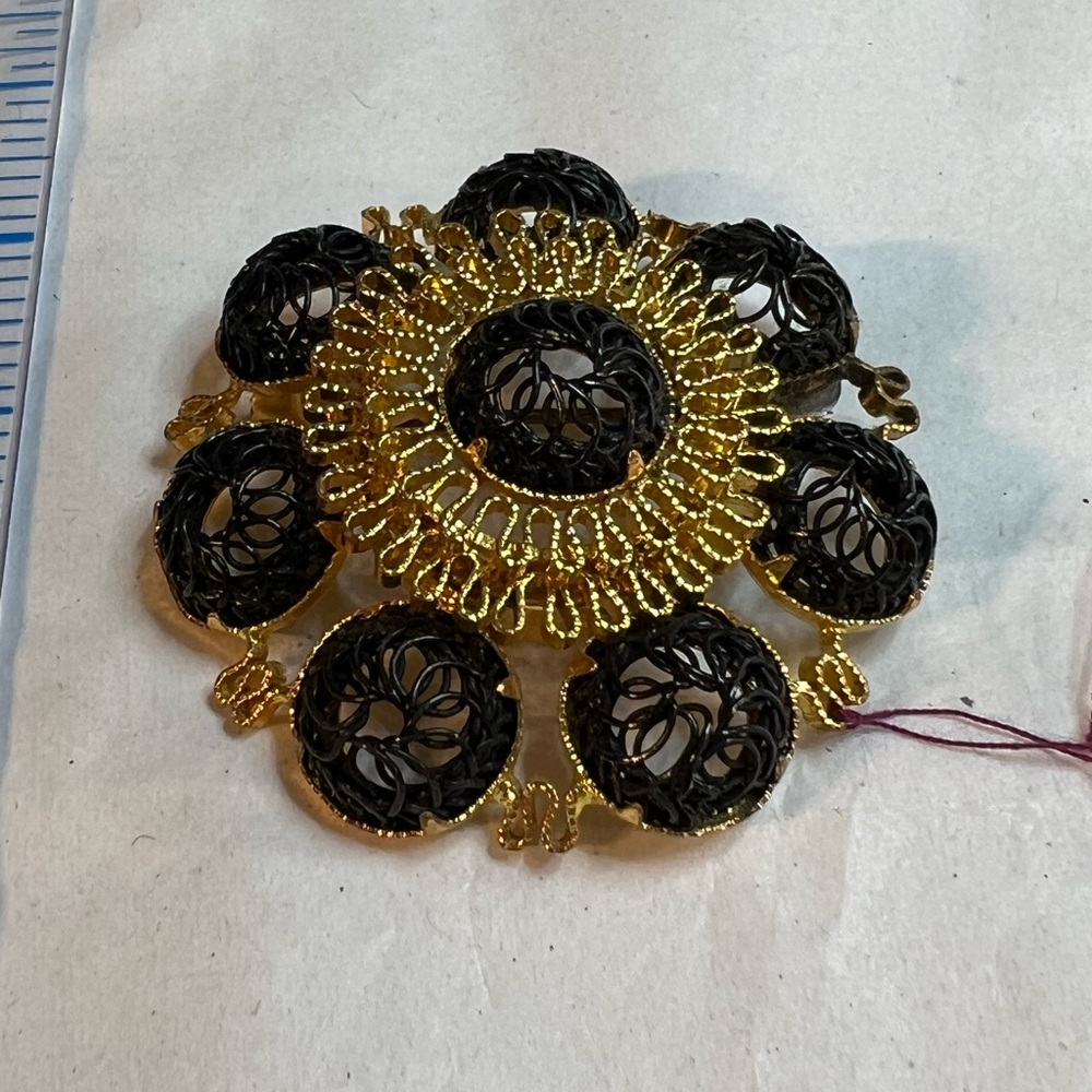 Vintage Filigree Mourning Brooch